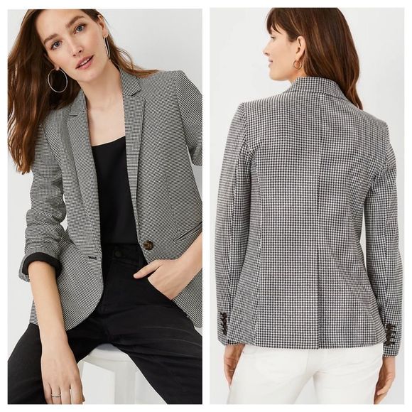 Ann Taylor 00P Hutton Blazer In Houndstooth‎ - Picture 1 of 2